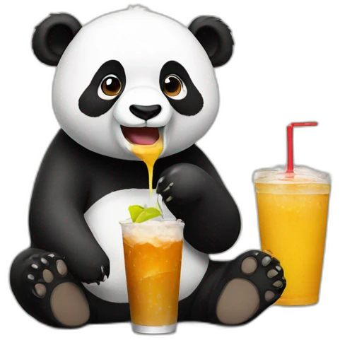 panda eats and drinks emoji