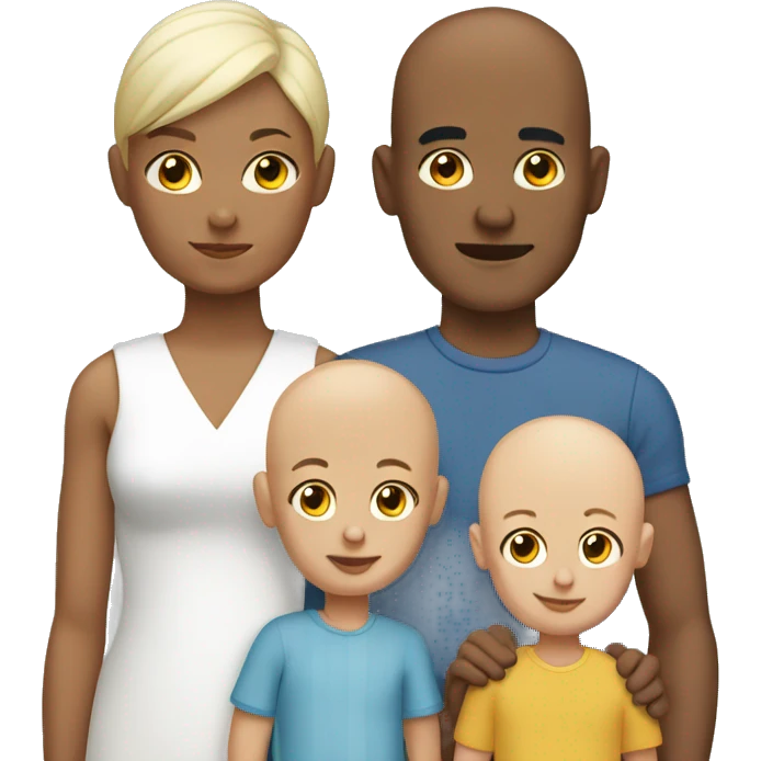bald family of four, full body emoji