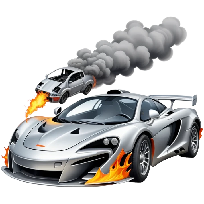 sorayama mclaren car crash fire and smoke explodsion  emoji
