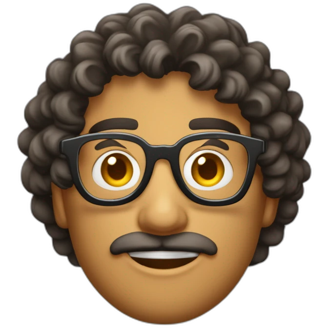 chico alto guapo pelo rizado moreno con gafas redondas y 19 años emoji