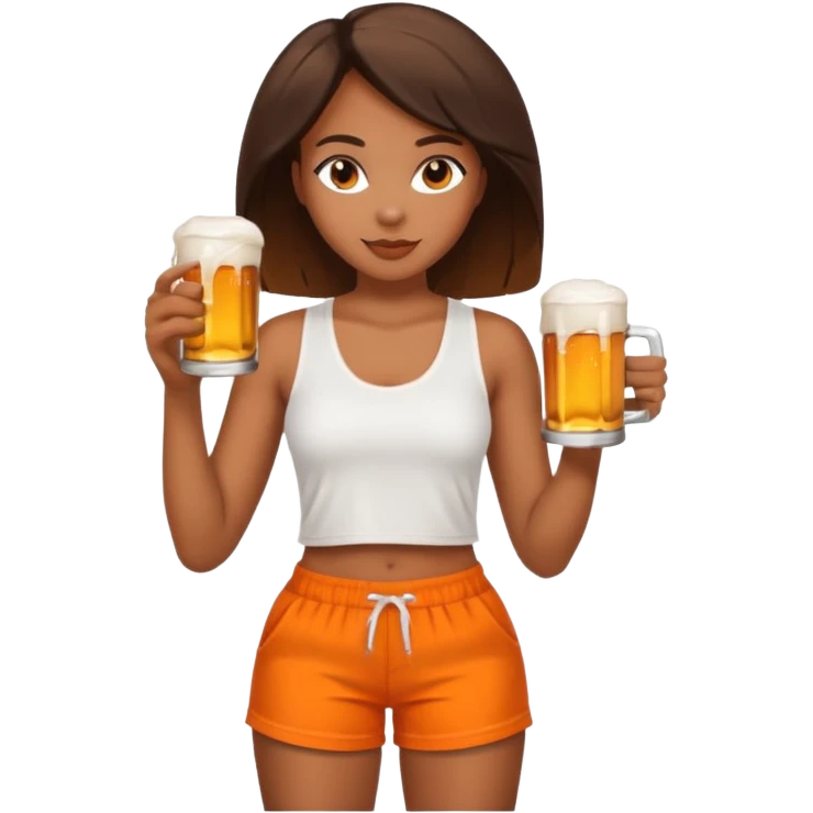 Hot wife in tank top and big boobs young African american, like picture three but put a beer in her hand and white top with orange shorts emoji