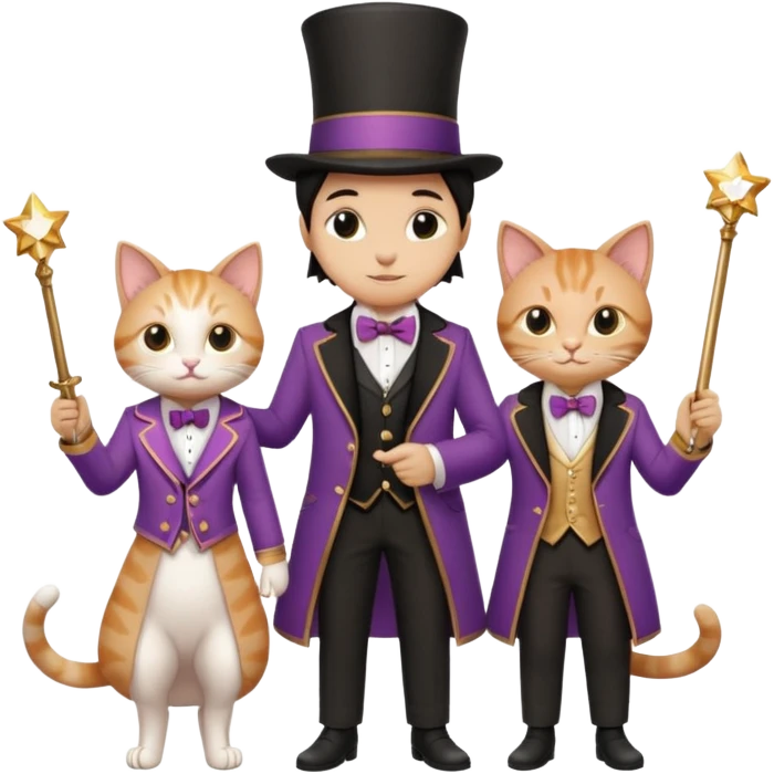 magician couple and their pet cat emoji