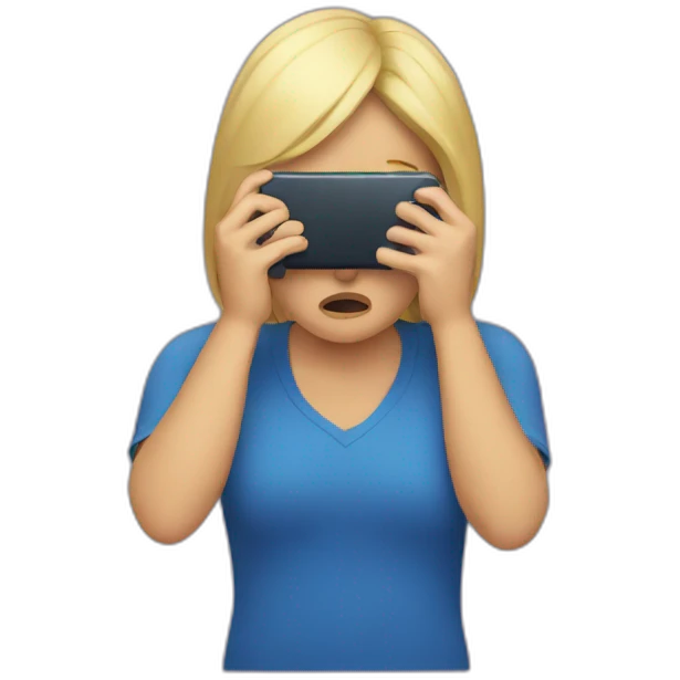 exasperated person holding a phone in front of their face emoji
