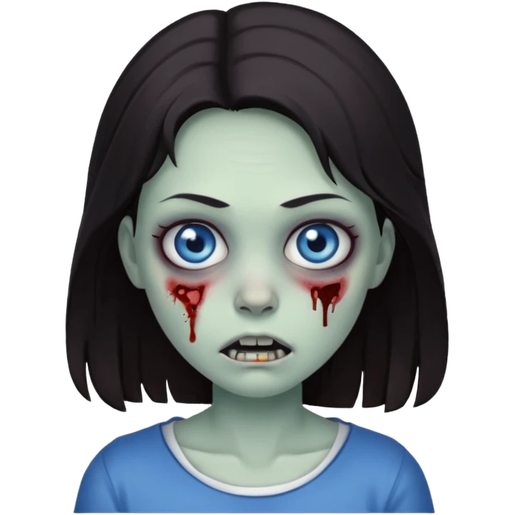 zombie girl with dark hair and blue eyes emoji