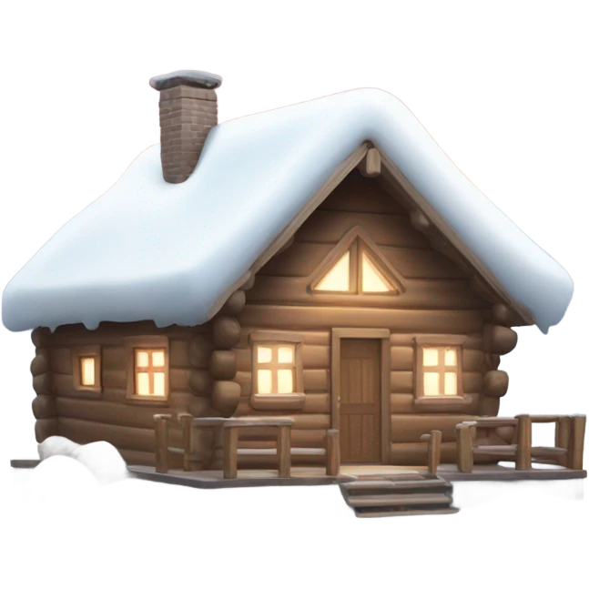 Lakeside cabin covered with sparkling snow emoji