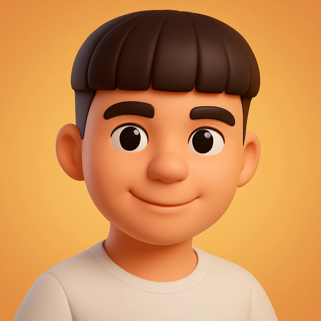 Create a 3D emoji style portrait with smooth shading, vibrant colors, and a friendly expression, resembling Microsoft style 3D fluent emojis. emoji