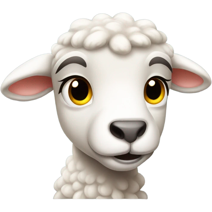 A mean lamb with angry face emoji