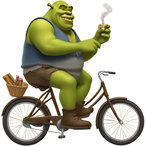 Shrek smoking a cigar riding a bicycle emoji