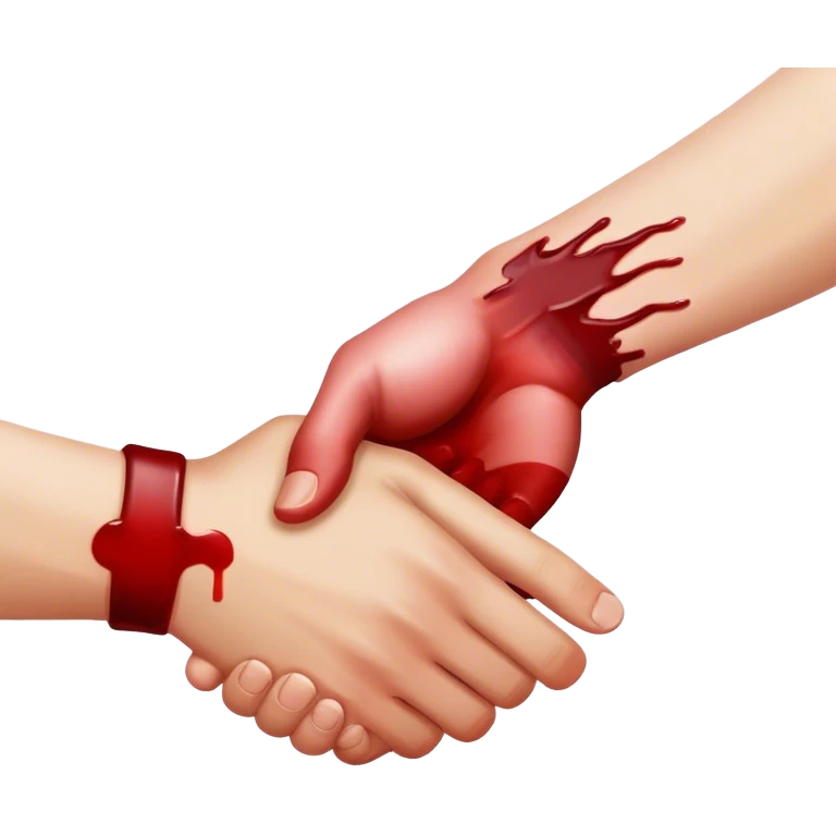 handshake with a hand in blood emoji