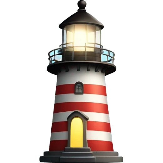 Light house shining beacon of light streak out to the left side from the top emoji