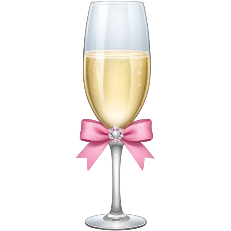 champagne glass with a pink ribbon on it emoji