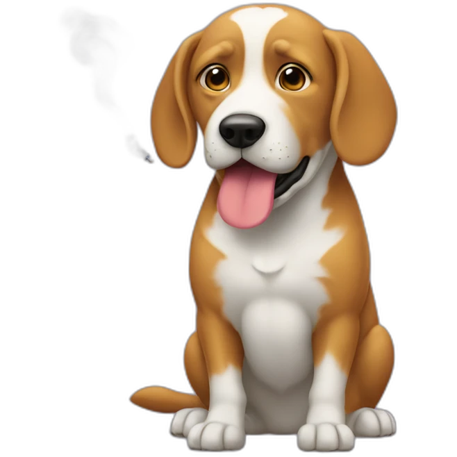 Un chien qui fume une cigarette emoji