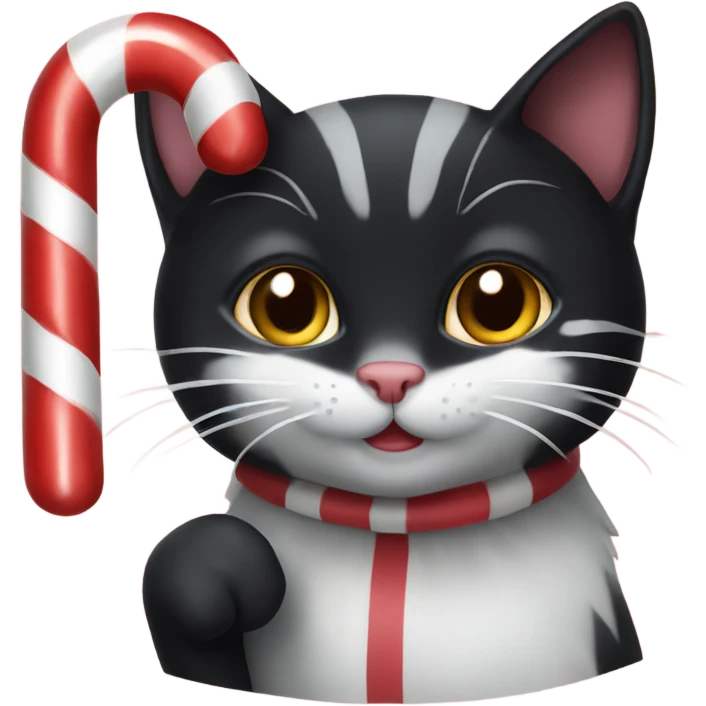 Black cat and candy cane emoji