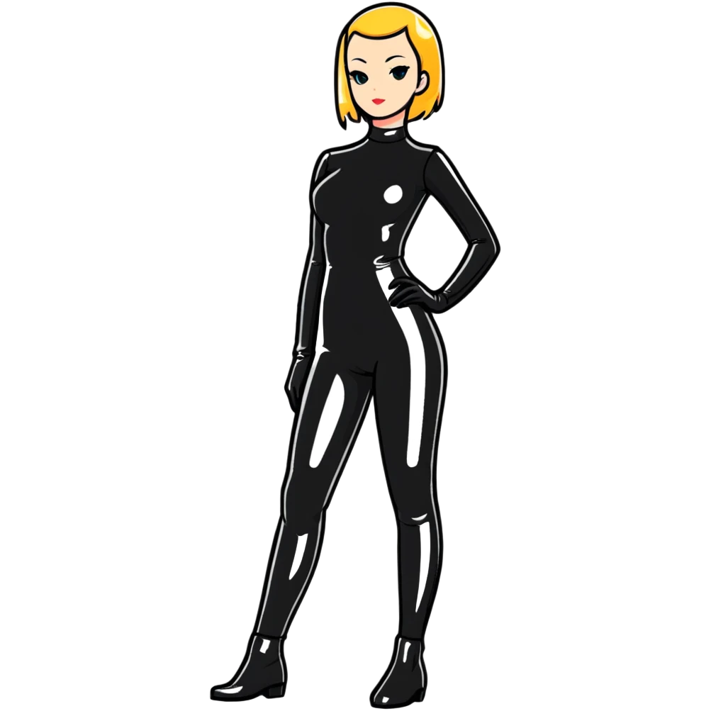 girl in tight latex outfit, full length figure emoji