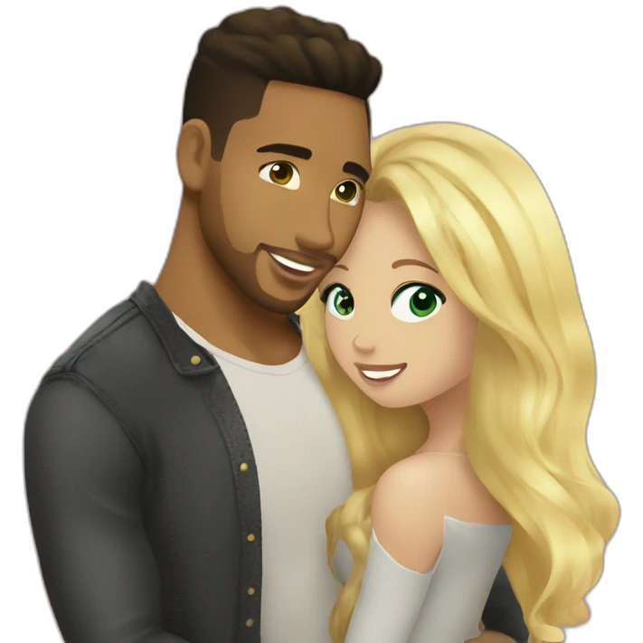 Romeo santos and blond girl green eyes hugging emoji