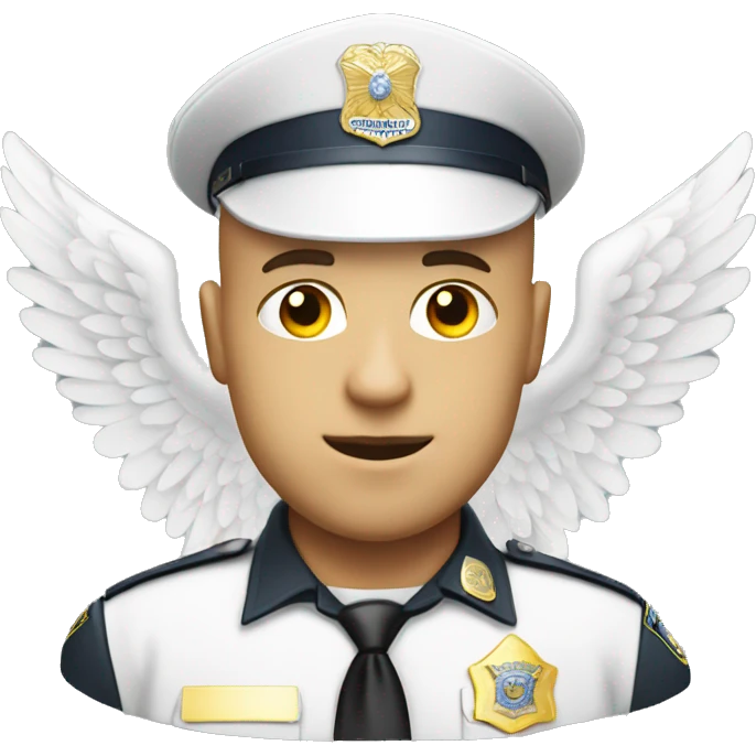 A WHITE Police man bald with cap with Big ANGEL WINGS emoji