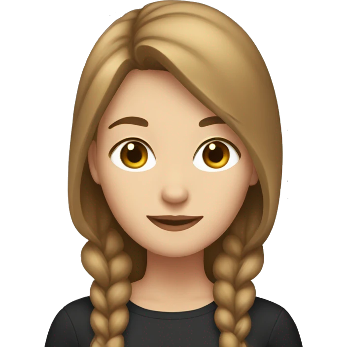 a young woman with light brown hair with a black cat emoji