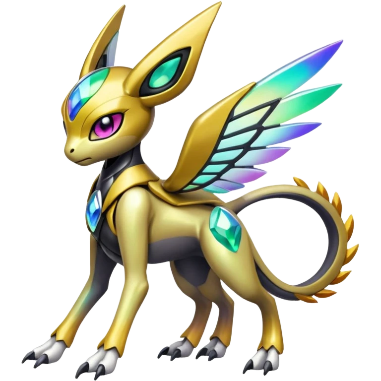 Futuristic Shiny Colorful Meloetta-Wargreymon-Trico-Pokémon-Digimon-Fakémon-fusion-hybrid-creature emoji