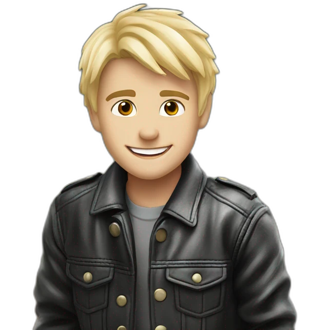 blonde boy smiling in jacket emoji
