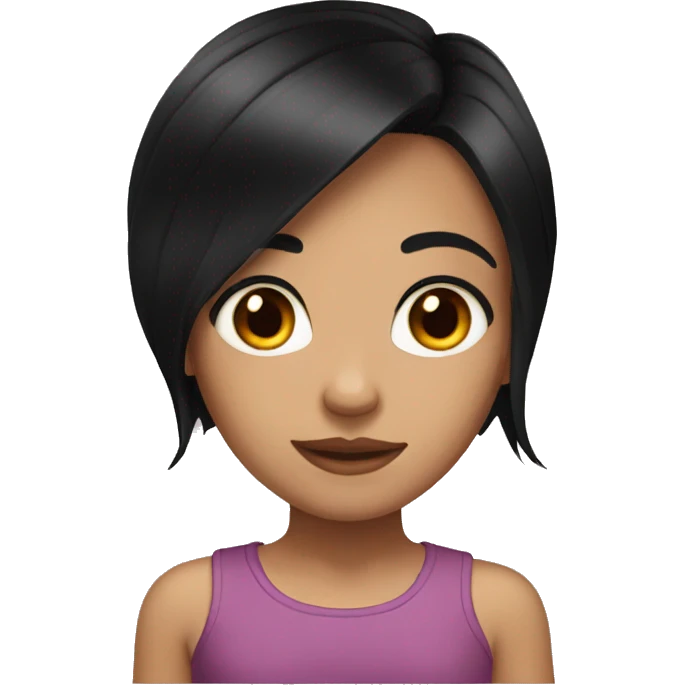 Girl with black hair brown eyes  emoji