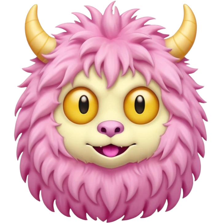 pink fluffy kind monster in soft pink, beige and yellow pastel colors emoji