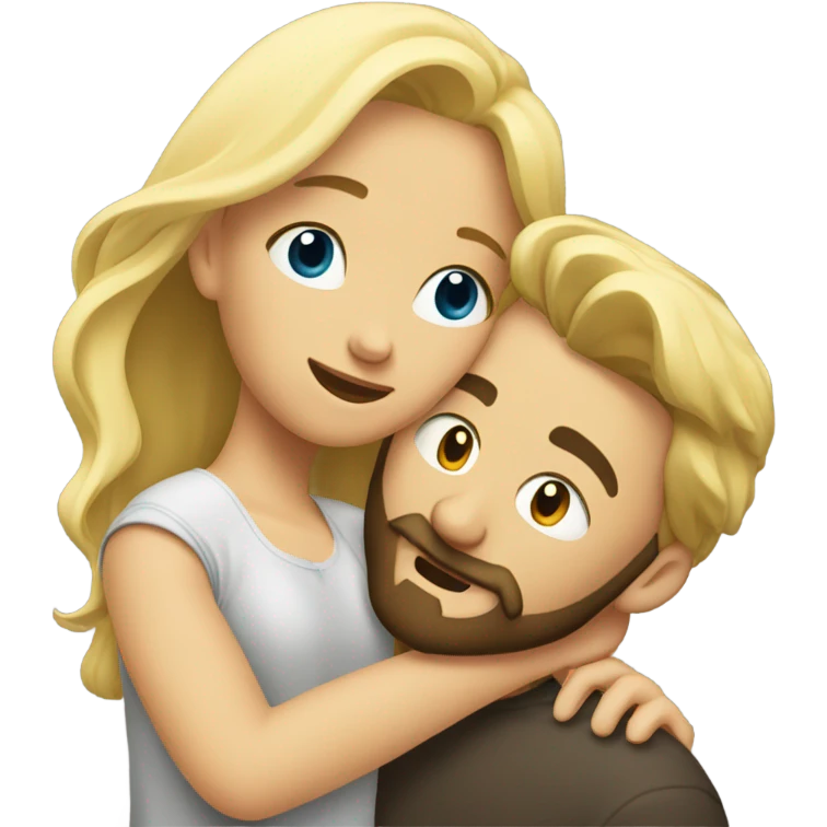 A blonde girl hugs a bearded man emoji