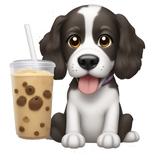 Dog holding boba  emoji