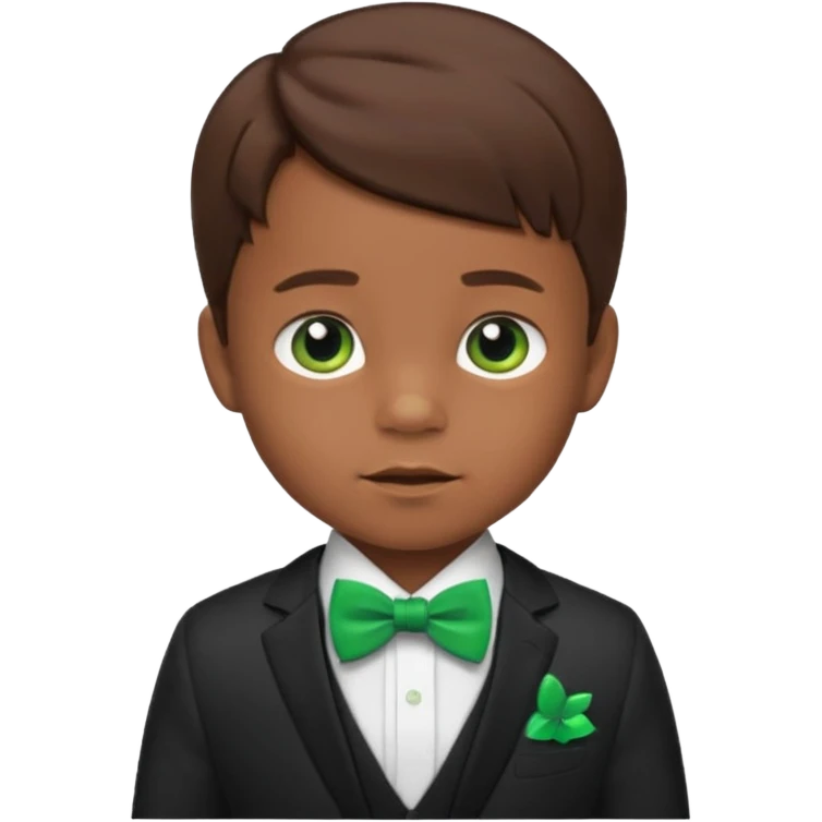 baby boy brown hair in suit, with green bow emoji