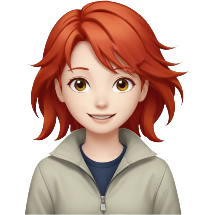 cute anime girl with red blowing hair emoji