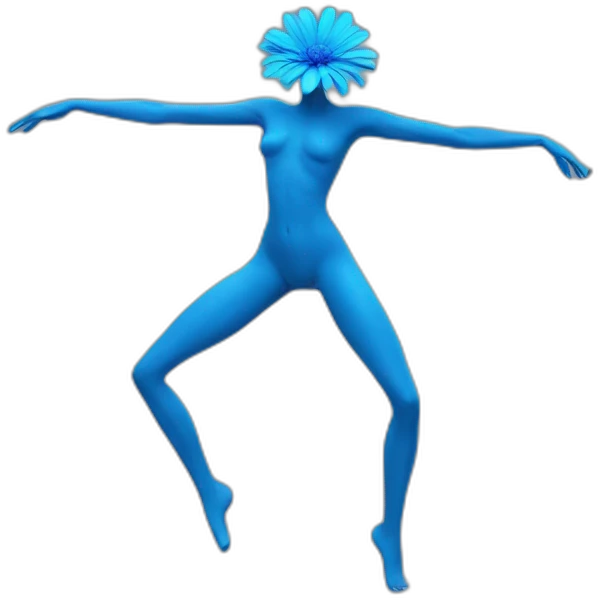 flower head blue body two arms two legs dancing emoji