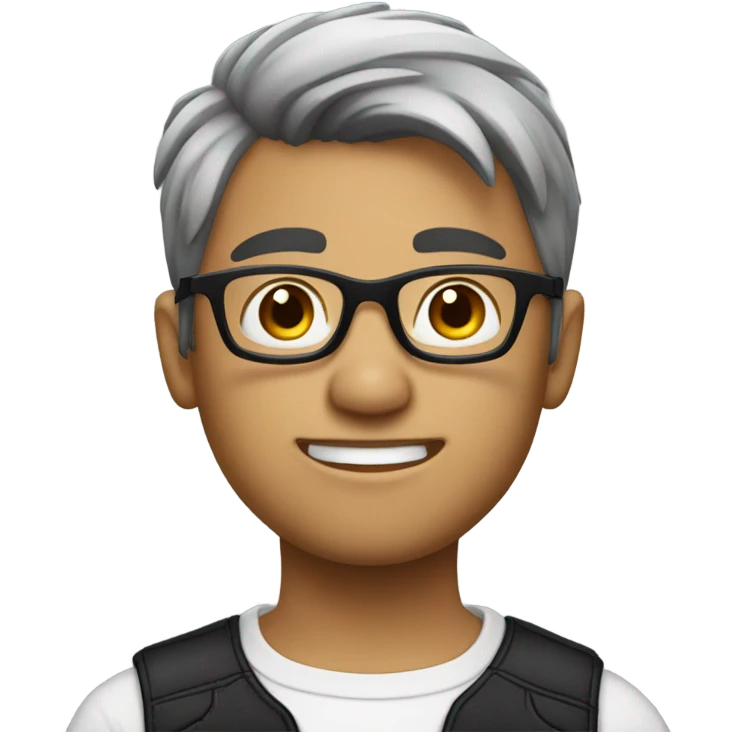 side Side profile boy with silver and black hair speaking wearing glasses. white white skin emoji