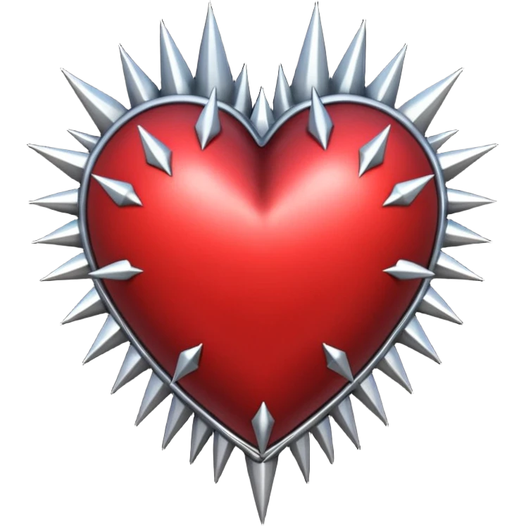 gothic heart with silver spikes emoji