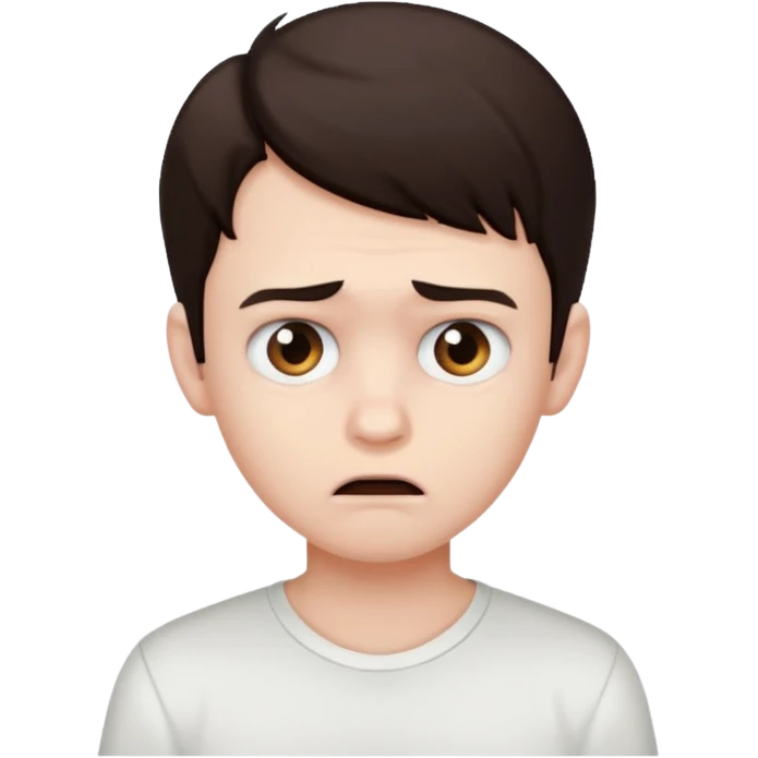 zombie scared boy with dark brown hair and white shirt emoji