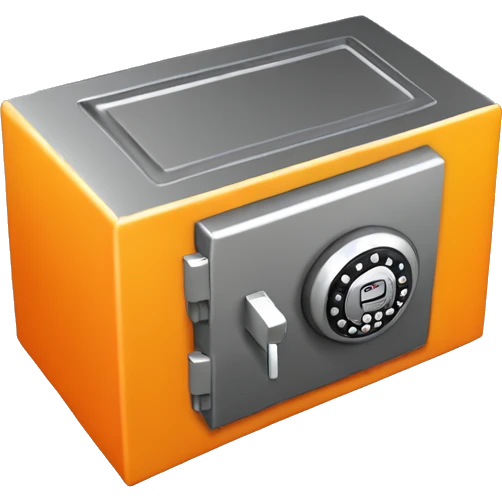3d colosed isometric small safe in orange or yellow emoji