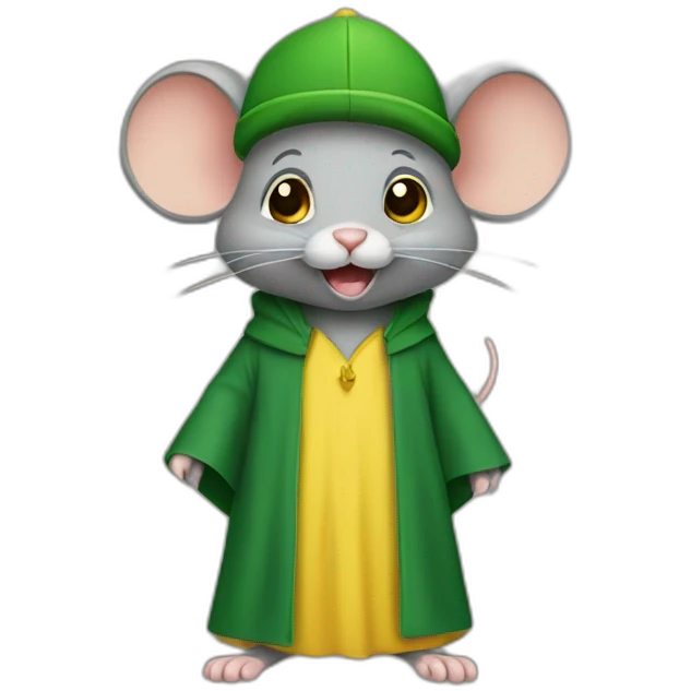 old jerry mouse with green cap and yellow Abaya emoji