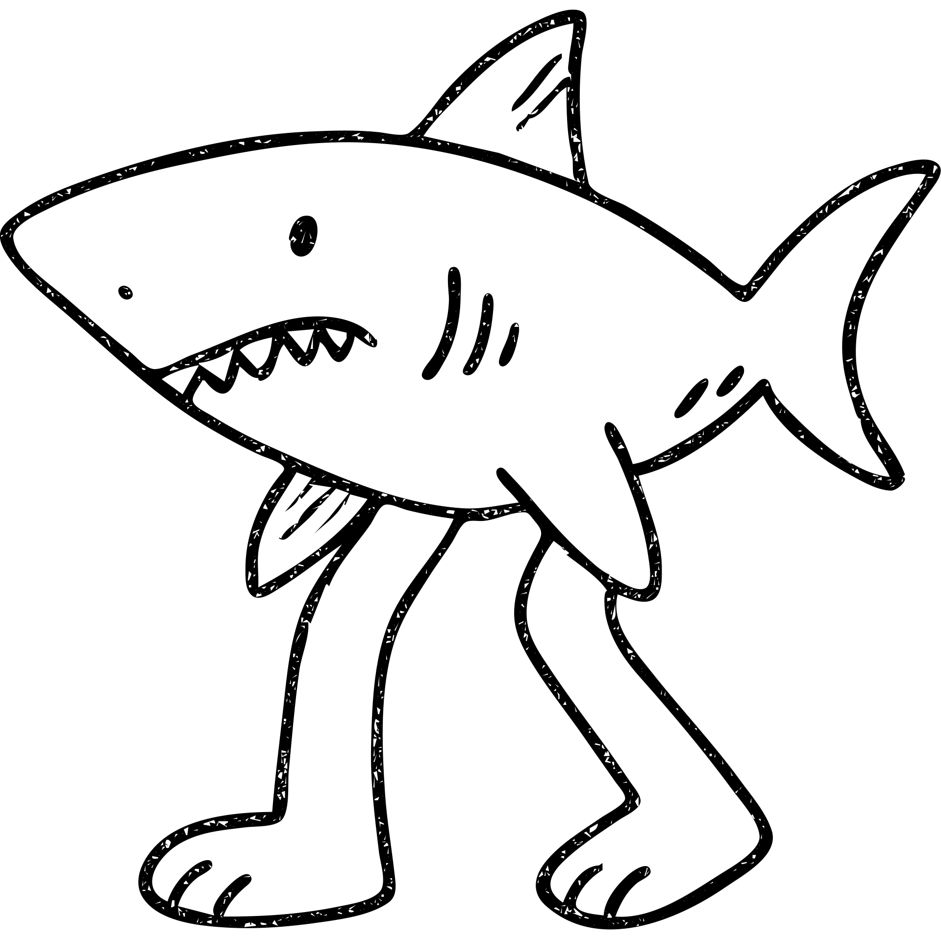 shark with legs hand drawn outlined icon emoji