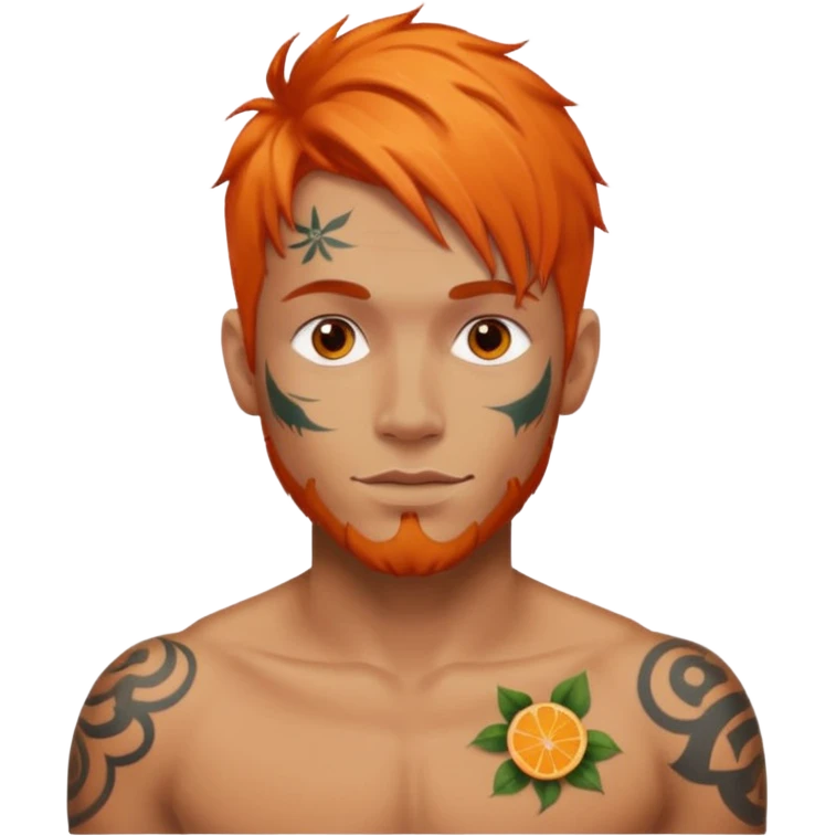 Tattooed man with orange hair emoji