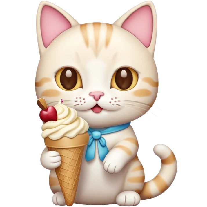 Cat holding ice cream emoji