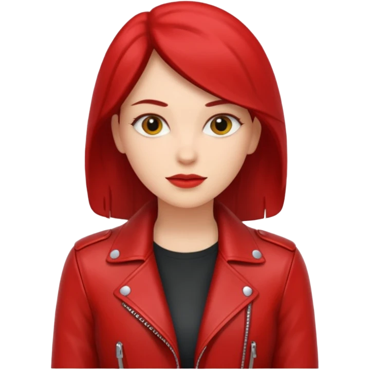 Motorbiker woman with red leather jacket emoji