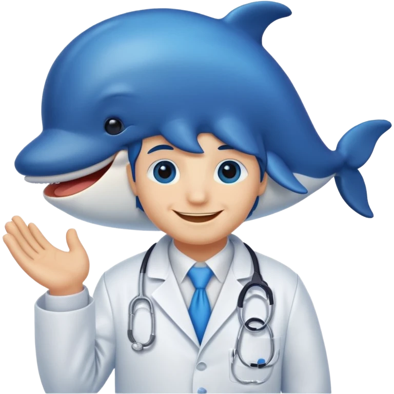 a whale wearing a white lab coat emoji