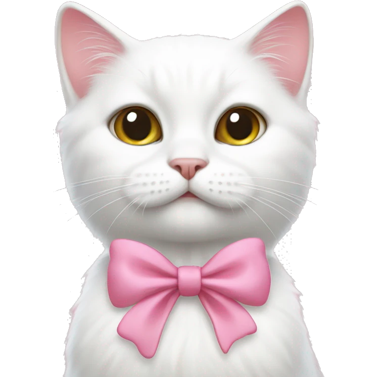 white cat pink bow emoji