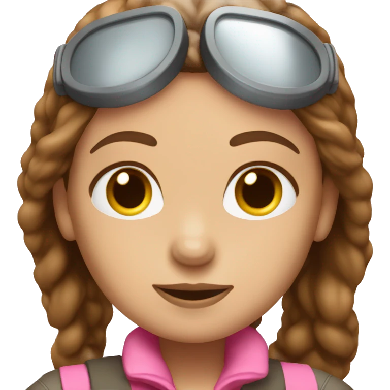 white female pilot pink outfit long brown hair emoji