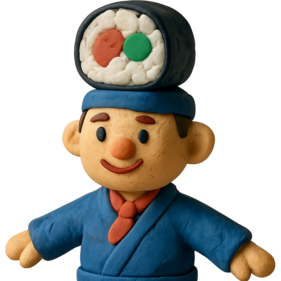 claymation style sushi man character emoji