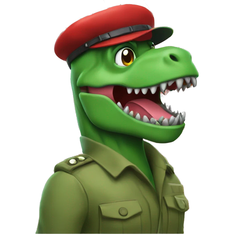 Green Trex wrapping red beret and eyeglasses  emoji