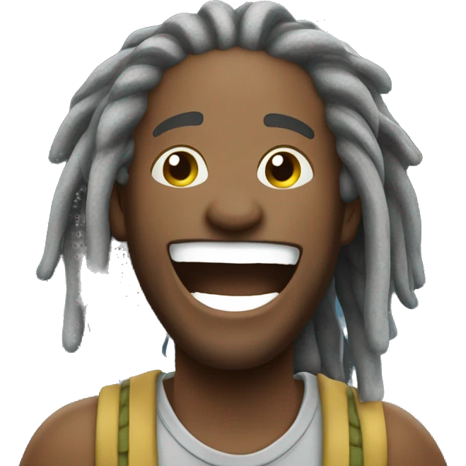 man with dreads laughing a waterfall emoji