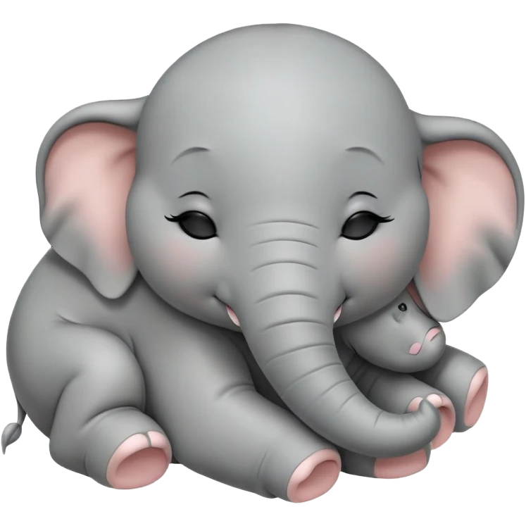 meme-worthy-cute-sleeping-baby-elephant-portrait-emoji,-head-resting-peacefully-with-a-contented-smile,-showcasing-a-delightfully-tiny-build-and-a-luxuriously-soft-gray-hide,-eyes-shut-in-a-serene,-restful-nap,-simplified, eyes closed emoji