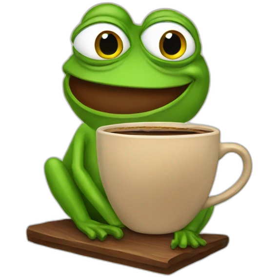 happy pepe with coffee emoji