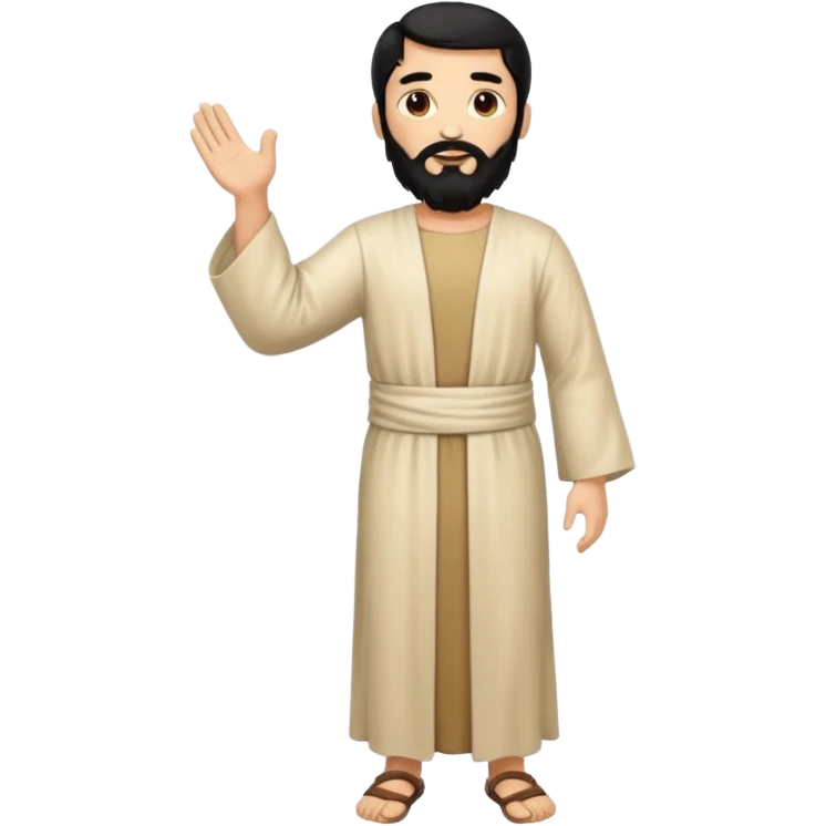 fullbody, head-to-toe, Jesus's apostle Thomas, black hair and black beard, hands down, normal emoji style, different pose emoji