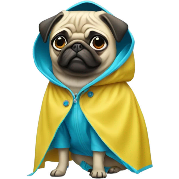 Pug wearing a raincoat emoji