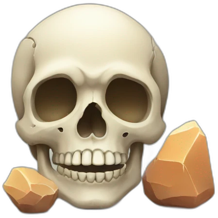A skull plus a stone emoji
